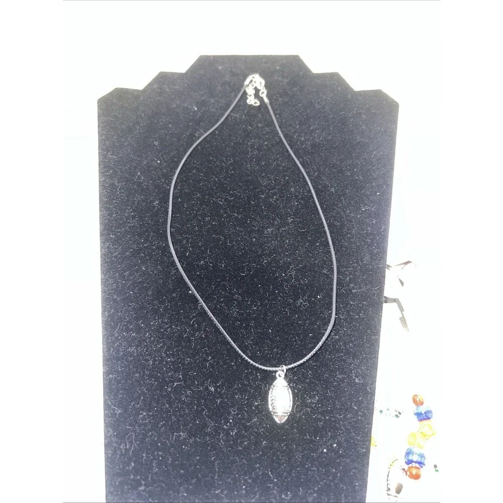 Football Necklace Rope sterling silver Charm Finish Silver Play Ball New